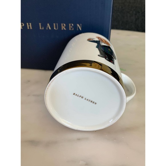 NIB Ralph Lauren Tuxedo Teddy Bear Gold-Rimmed Mug - Picture 6 of 8